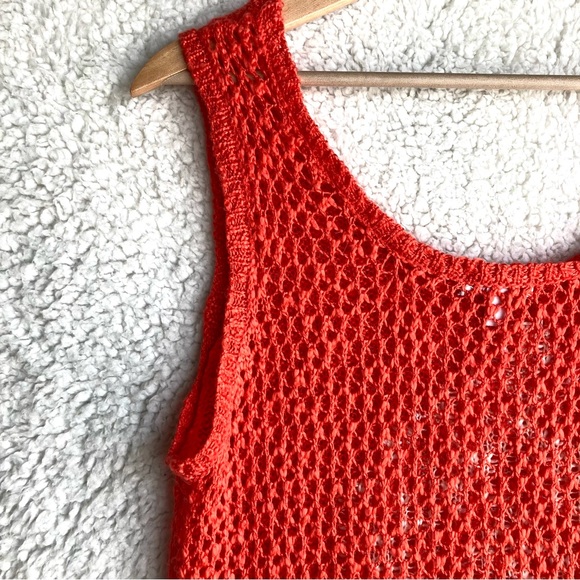 Bongo Juniors orange coral sleeveless cropped sweater tank with tassels, Sz L - Picture 15 of 16
